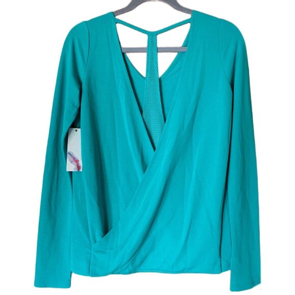 Jessica Simpson Drm Catcher Perfomance Activewear Teal Top Size S - Picture 2 of 2